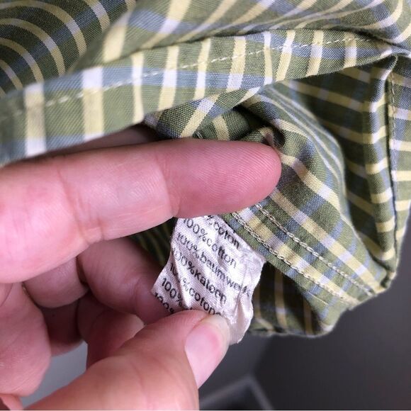 Lacoste Men’s Button Down Shirt Green Plaid Stripe 100% Cotton Regular Fit 45 - Picture 6 of 7